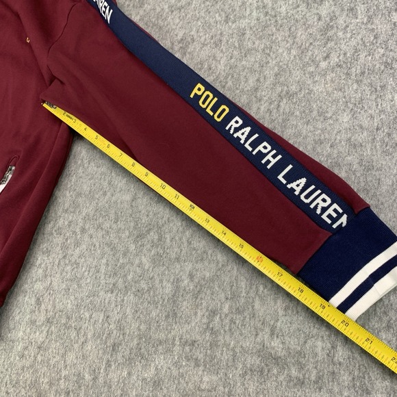 Polo Ralph Lauren Men's Logo Graphic Track Jacket Burgundy Full Zip - Size L - Picture 11 of 14